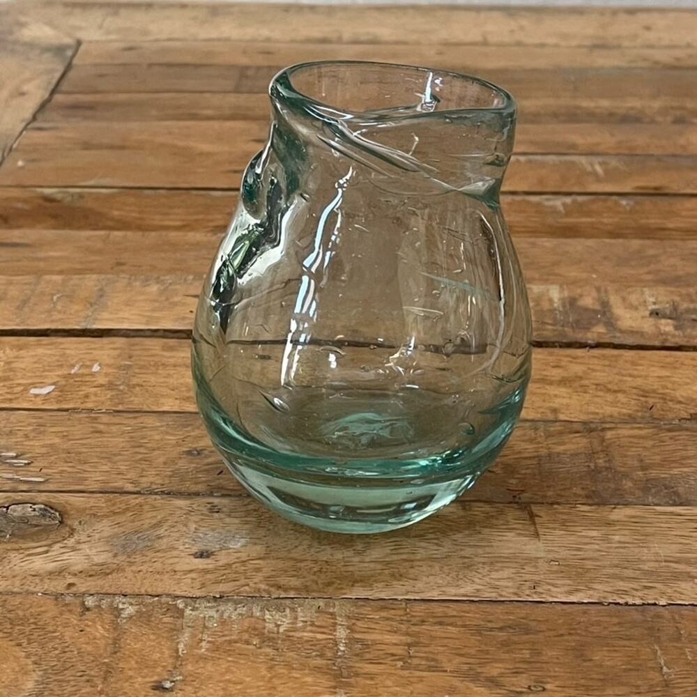 Studio Art Glass Hand-Blown Tinted Glass Vase 4.8" Organic Design